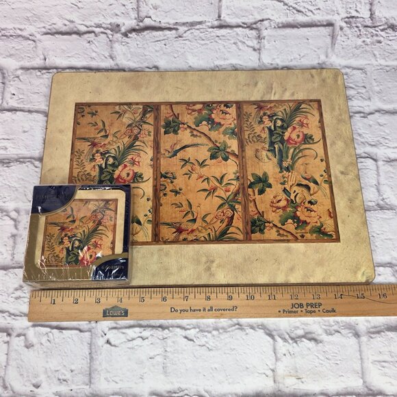 Vtg Pimpernel Premier Collection 4 Placemats 6 Coasters Set Oriental Expressions - Picture 7 of 8
